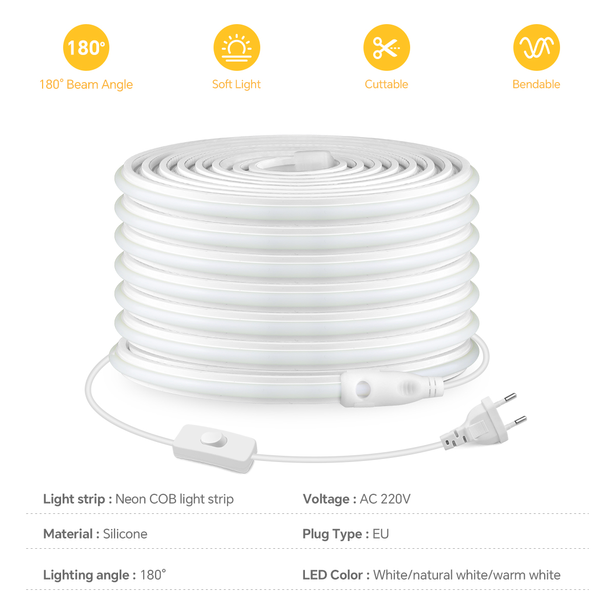 220 В COB Светодиодная лента в – обзор и цена Outdoor Power Strip Weatherproof